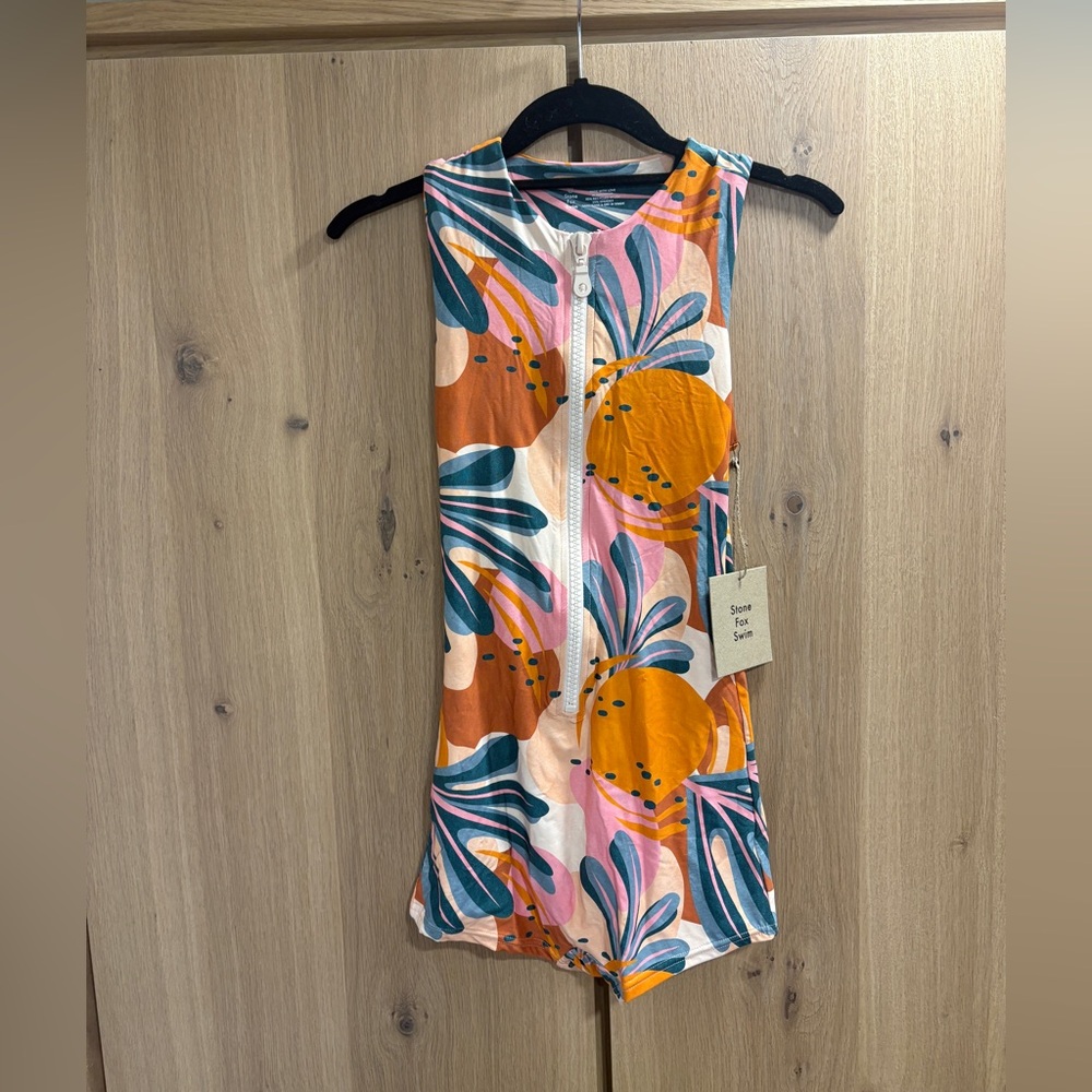 NWT Stone Fox Swim Rafa one peice - siesta print Orange and Pink Swimwear